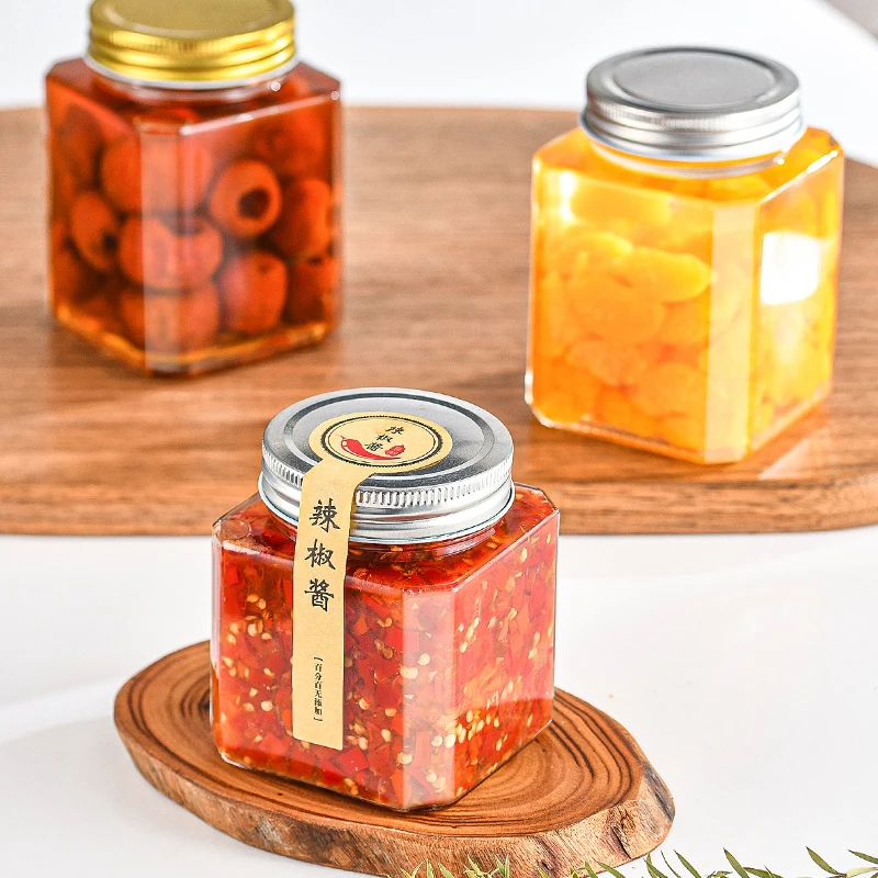 Premium Quality Glass Spice Jars Jar For Food Storage Container Kitchen Storage Canisters 250ml 380ml 500ml with metal lid