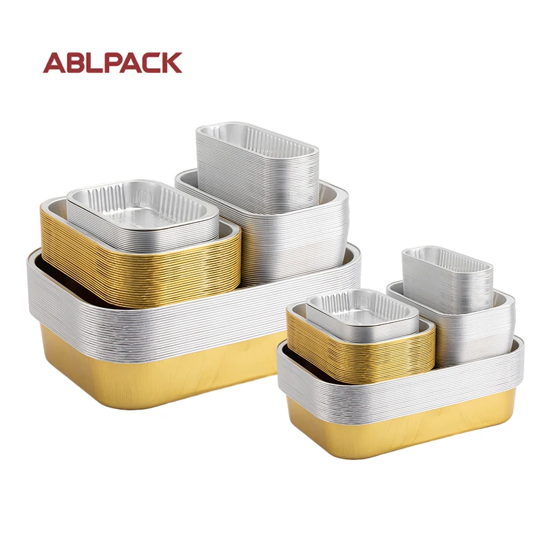 Tray Food Rectangle Aluminum Foil Containers With Transparent Cover Aluminum Foil Container Takeaway