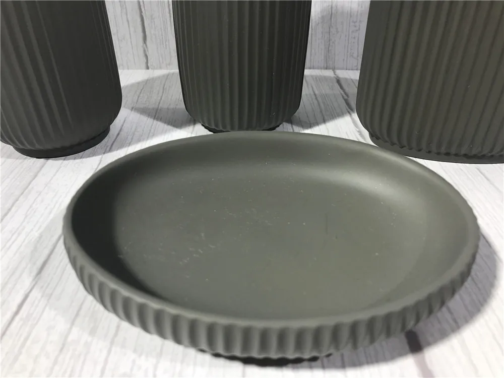 Серый полимерный классический стиль, 4 предмета, украшение для ванной комнаты, полный набор диспенсеров для лосьона