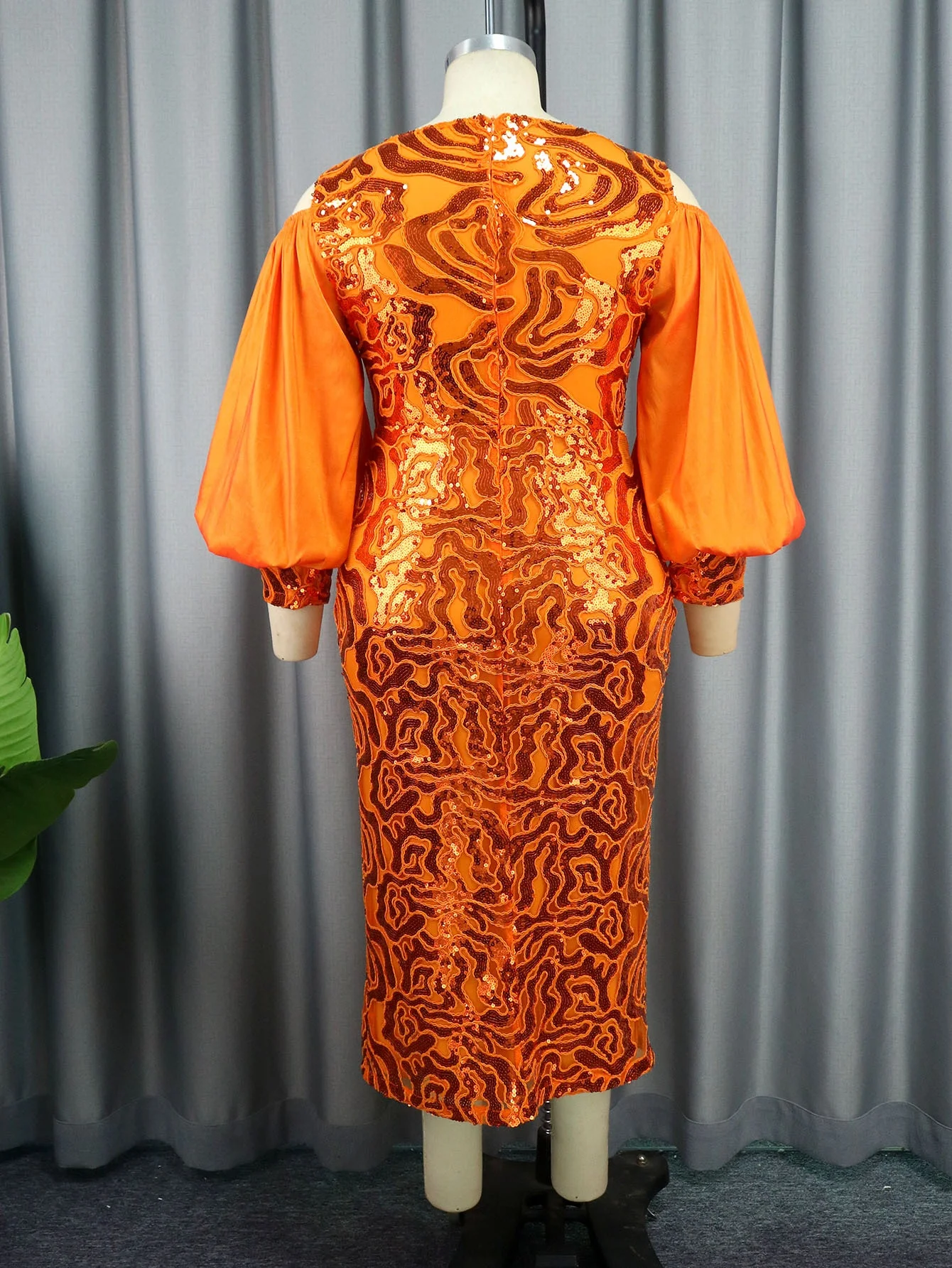 OUDINA One Shoulder Sleeveless Banquet Evening Ballgown Prom Sequin Dresses Women Party Dress