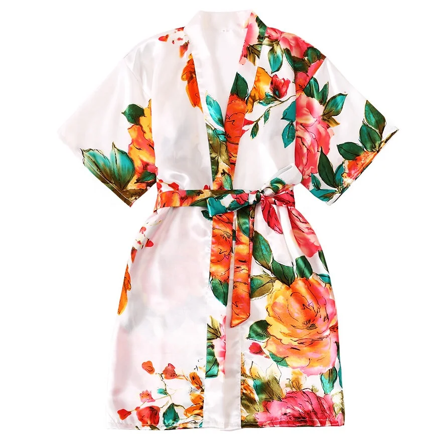 
Baby bath robe Wholesales Kids Robes,Satin Floral Spa Robes for Girls, Birthday Spa Party KR0007 