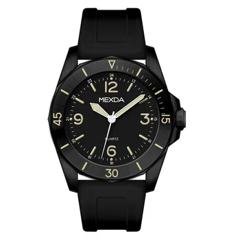 Mexda Brand High Quality Quartz Movement Mineral Glass 5atm Water Resistant Customized Sports Black Men Wrist Watch