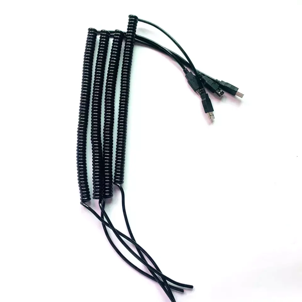 Electrical spiral cables Spiral coiled wire cable Coiled extension cords with USB plug