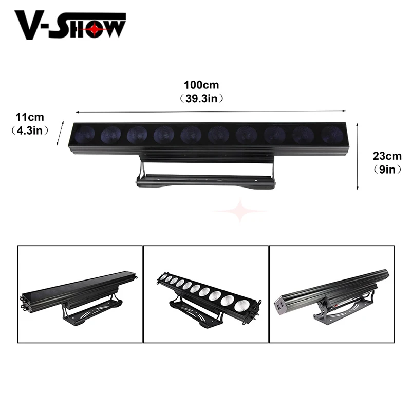 VSHOW MC1030 10PCS 30w Led Pixel Bar COB BSW Hybrid LED Linear Wall Washer lights RGBW DMX Control COB led stage wash bar light