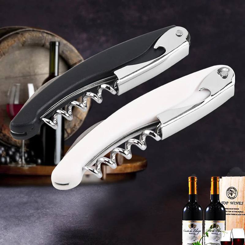 Portable Easy Wine Opener Mini Stainless Steel Metal Corkscrew Bottle Corkscrew Double Hinged Outdoor Wine Opener Beer Opener