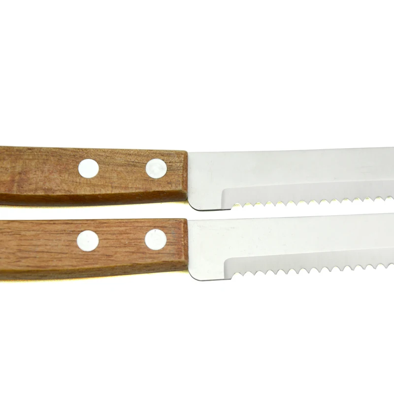 Custom design 3 pieces restaurant steak knives forged kitchen modern steak knife set of rivet reinforcement Wooden Handle