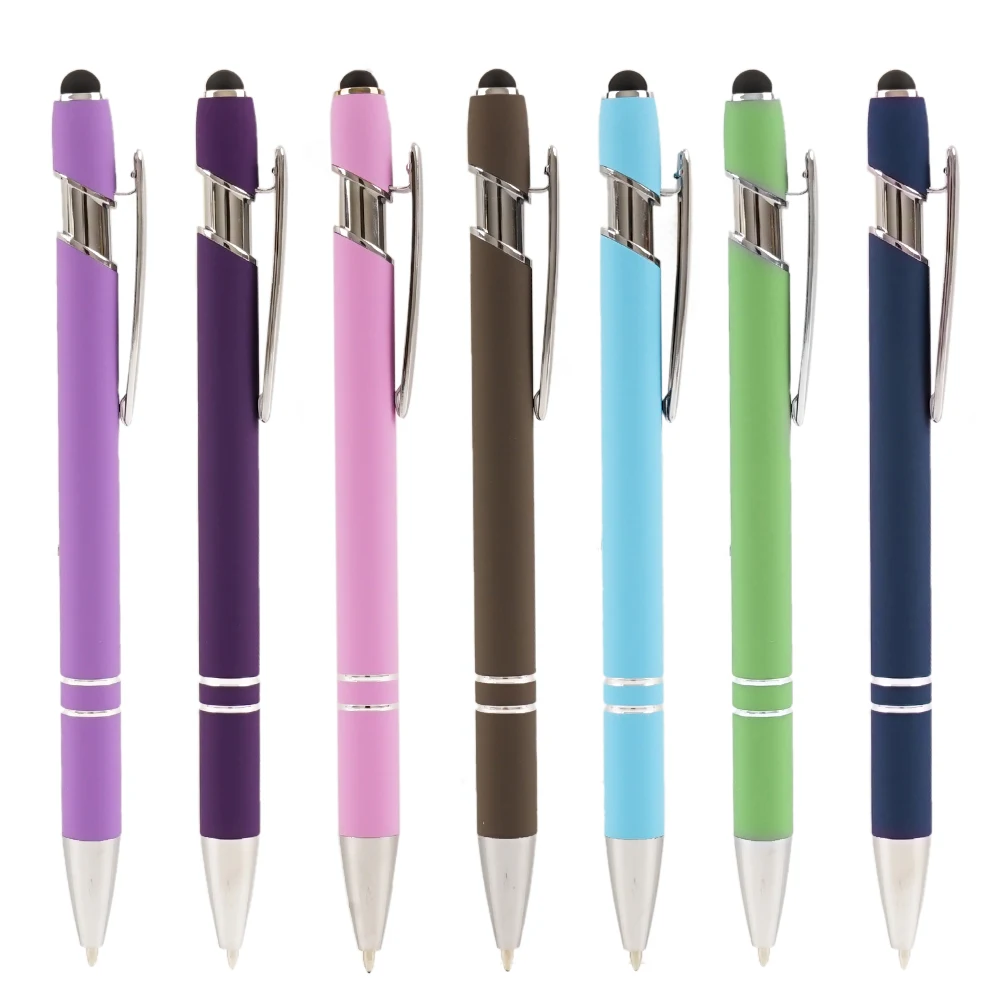 Promotional Gift Multi-function with Stylus Tip Soft Touch Screen Pen 2 In 1 Custom Logo Luxury Metal Ballpoint Pens