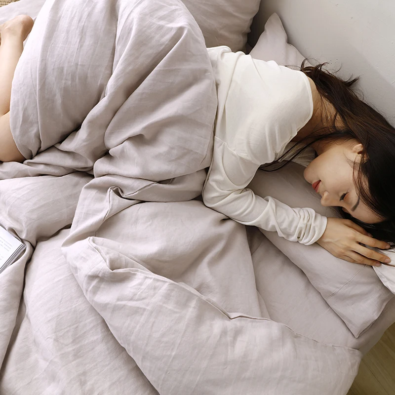 Home Textile Wholesale Luxury Online King Size 4pcs Idea Flax Bed Sheet Resorts Linen Bedding Set