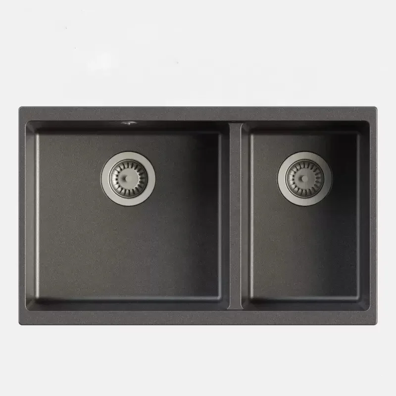SHKRT (76x46)29' Double Bowl 60/40 Undermount Quartz Kitchen Sink Constructed From Quartz & PMMA with Heat Resistant to +500°F