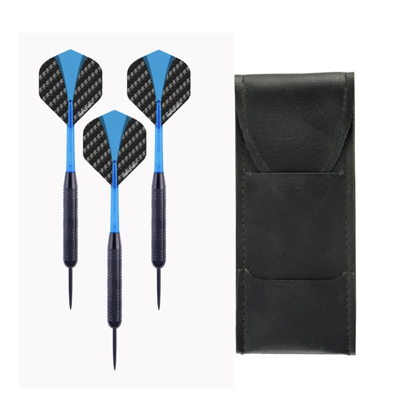 Longfield Steeltip Darts Set 23 Gram Black Coated Barrel Black Leather Darts Case Packed On A Blister Darts Acc Wholesale