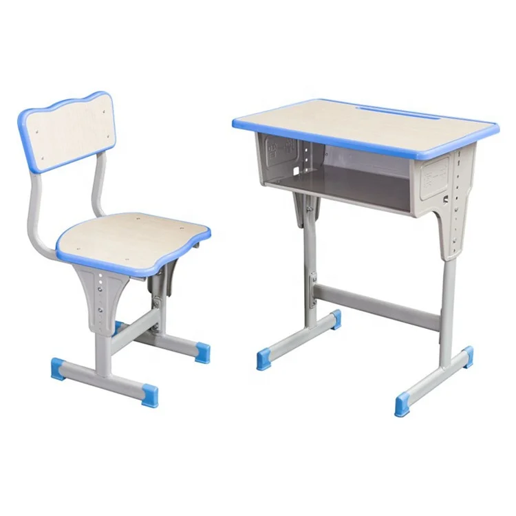 Height adjustable plastic seat school desk and chair set student furniture