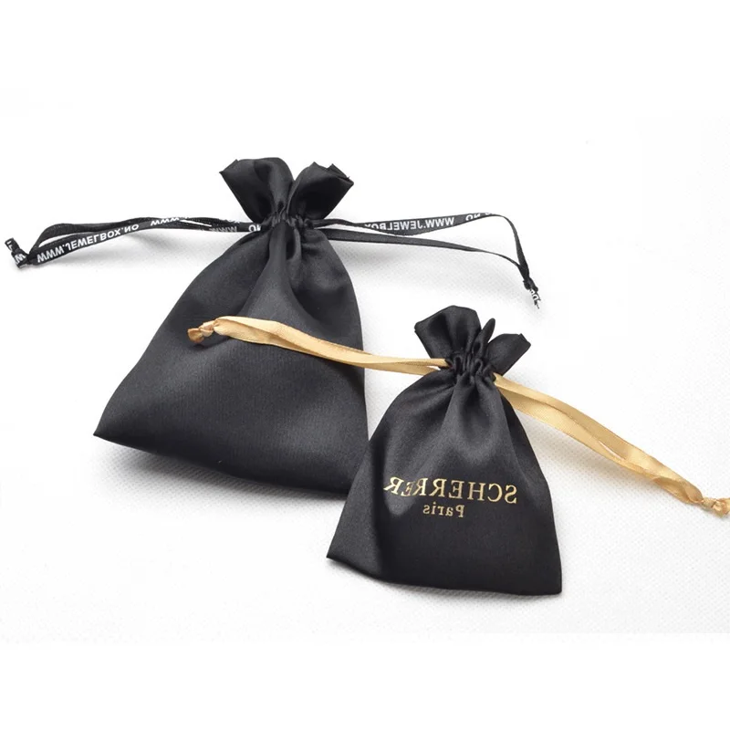 Wholesale customised small satin bags logo gift pouch