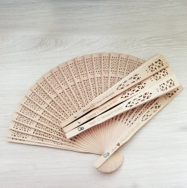 Personalized Wooden Fan Customized Wood Hand Fan Wedding Favors For Guest Party Gifts Personalized Folding Fan