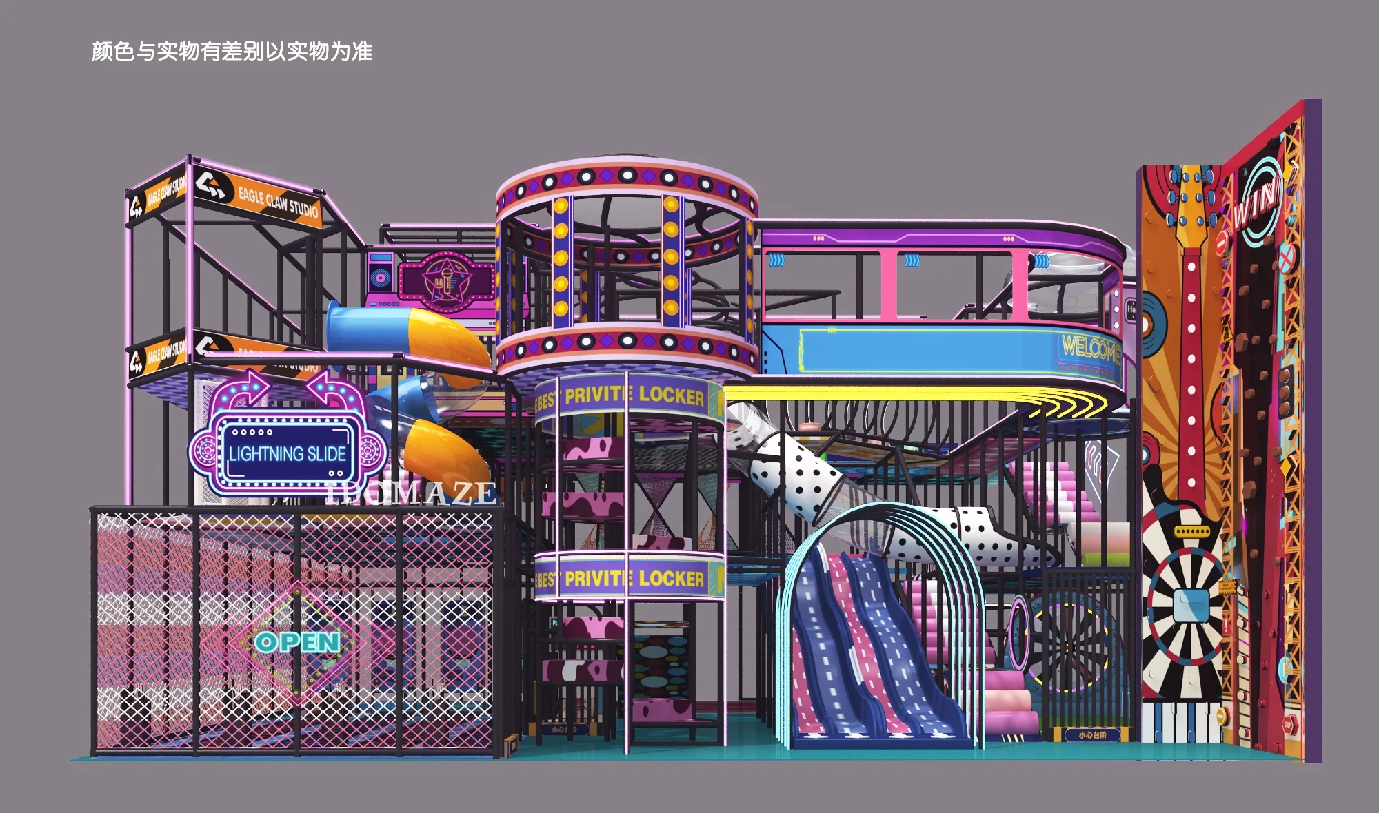 IDOMAZE New Children Big Indoor Playground Kids Soft Padded Play Ground Equipment with Big Slide