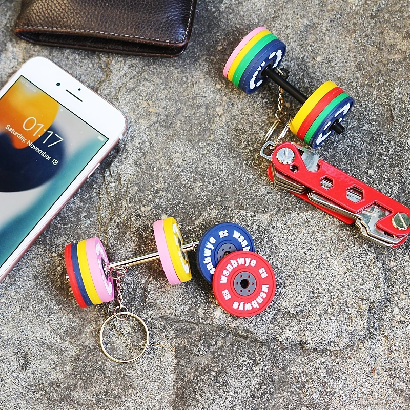 dumbbell colorful steel barbell plates bumper plates custom llaveros custom DIY CHAVEIRO bumper plates pounds key chain