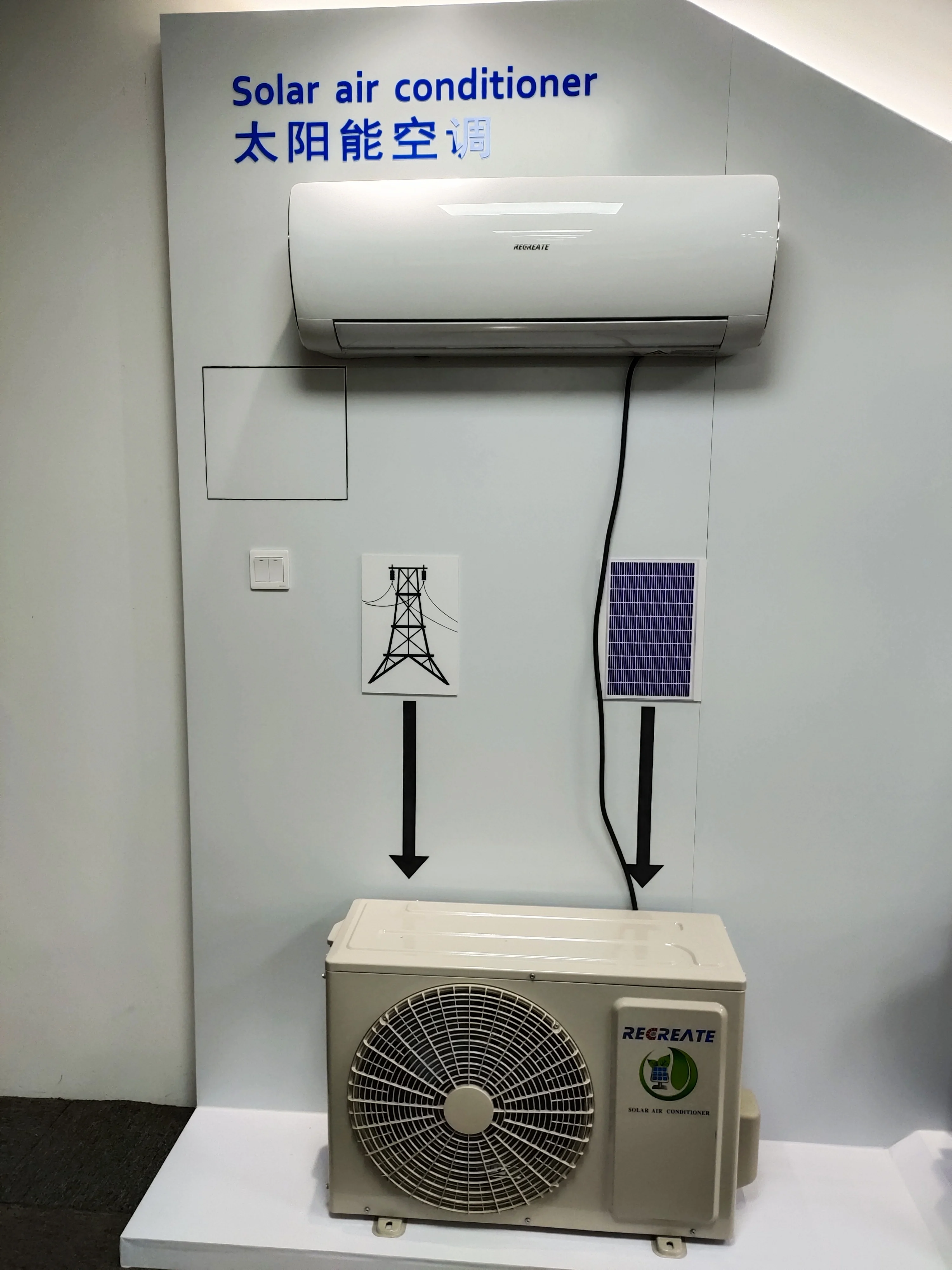  Горячая Распродажа 12000btu охлаждающий сплит-кондиционер на солнечной батарее автономный AC DC 48V Гибридный