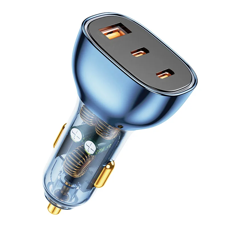 80w LED Ring Dual USB Car LED light strip Dual tpey-c Car Charger 12V-24VCar Charger  Blue