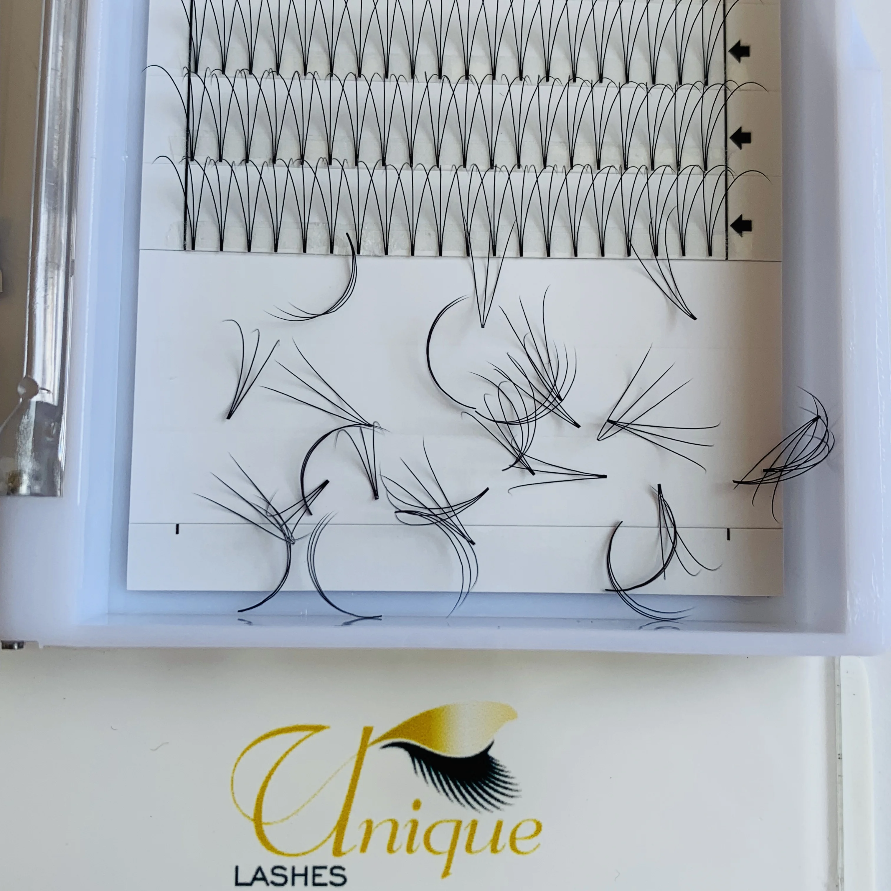 Термоскрепленные корейские ПБТ материалы 3d Короткие Длинные базовые готовые вееры Mega объем наращивание ресниц