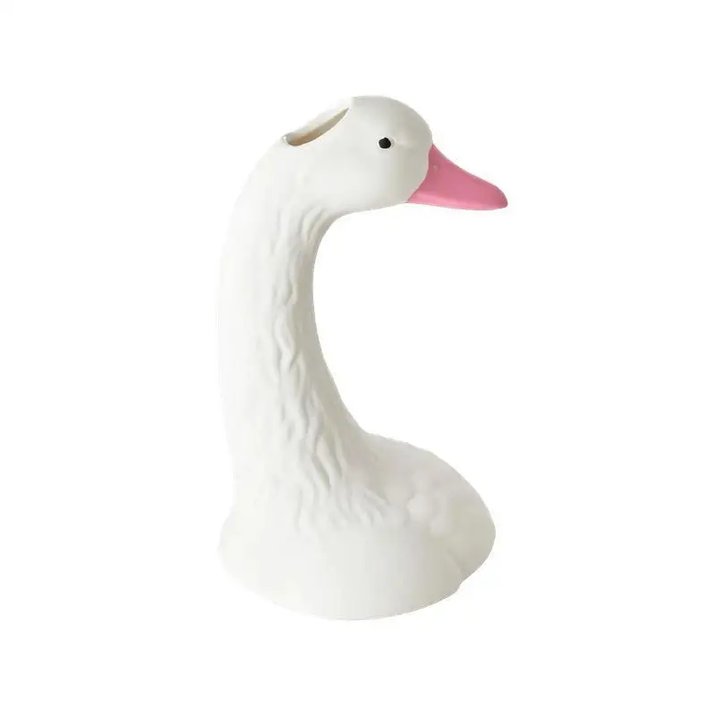 Nordic Swan White Ornaments Creative Pink Goose Simple Modern Soft Decoration Ceramic Vase
