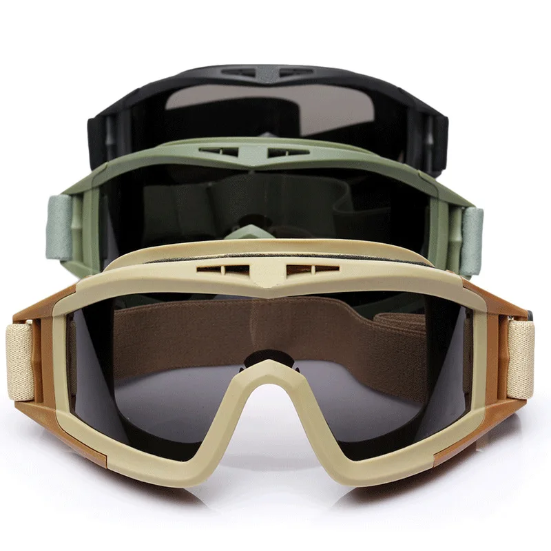 Tactical Goggles Outdoor Sports with 3 Lens Impact resistance Hunting Eye wear UV-400 Glasses for Motorcycle Riding