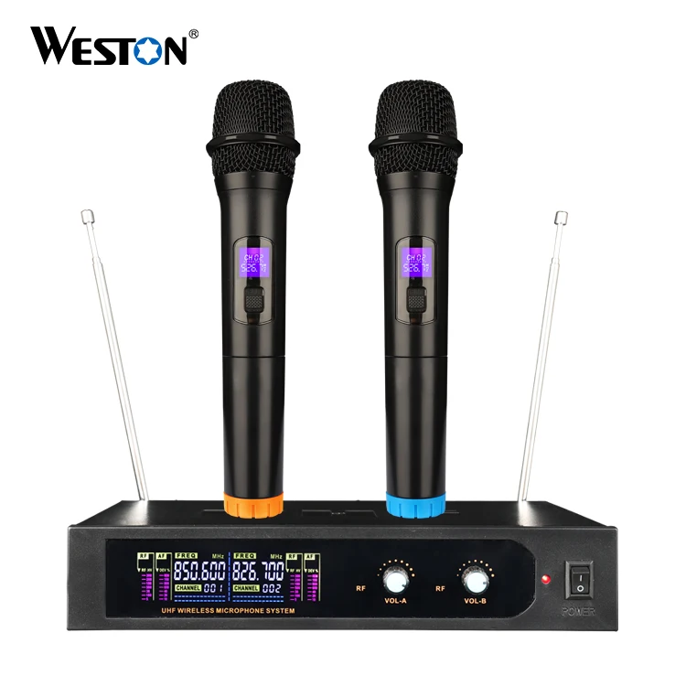 2 channel VHF wireless microphone for Stage Performance, Speech, Conference, Karaoke