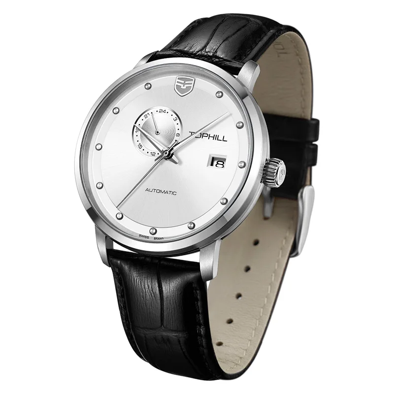 Tophill TW061G Customized Classic waterproof luxury wristwatches men watch business mechanical watch leather