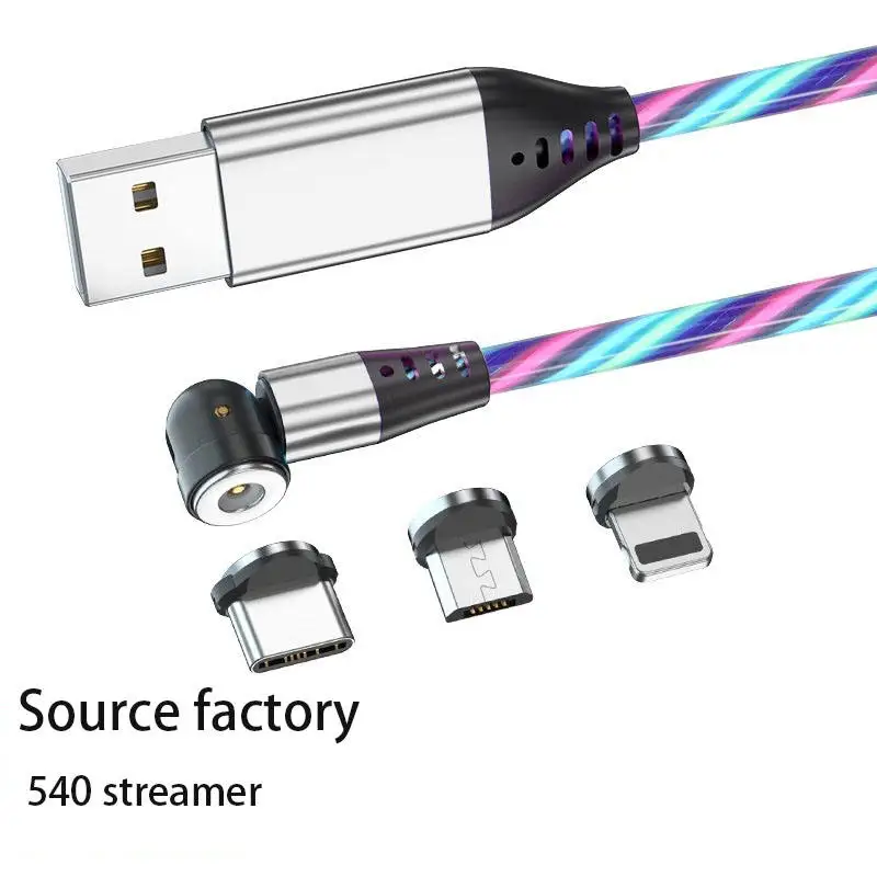 Hot Selling Manufacturers Strong Magnetic Luminous Charging Line Magnetic Mobile Phone Fast Charging Three-in-one Usb Data Cable