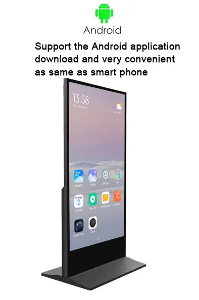 New 75 Inch Full Screen Vertical Android Kiosk Digital Signage And Display Floor Standing Indoor Advertising Screen