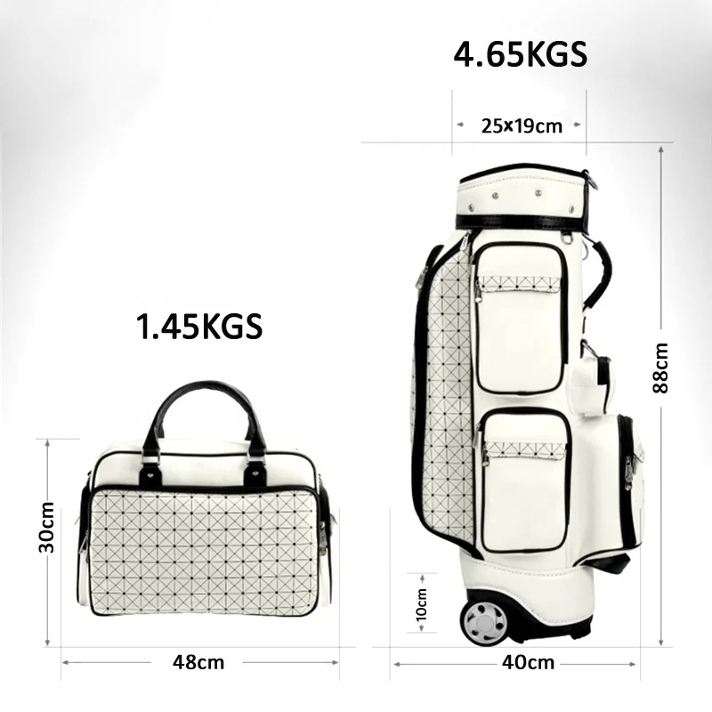 Blank golf bag with wheels waterproof custom PU leather golf staff bag