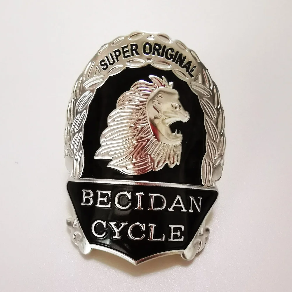 Professional Custom Top Quality Bike Head Emblems badge strong Adhesive embosed metal sticker for bicycle