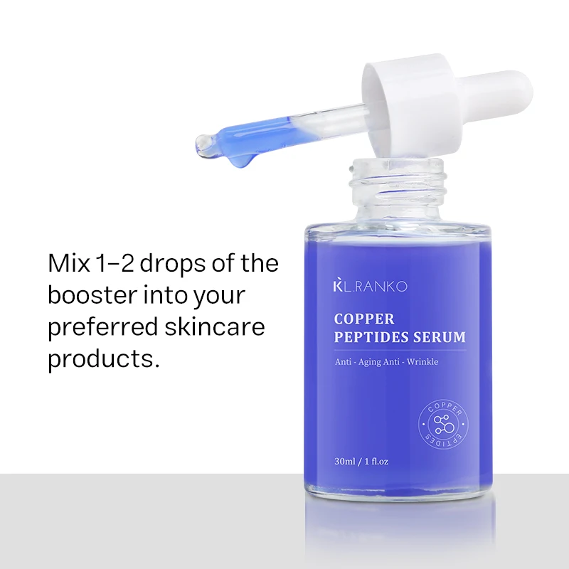 Private Label Copper Peptides Serum for Face Hyaluronic Acid Reduces Fine Lines Wrinkles Plumping and Radiant Skin OEM Custom