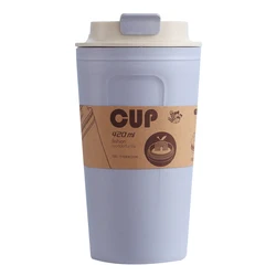 Eco-friendly reusable bamboo fiber tumbler biodegradable coffee cup with wheat straw