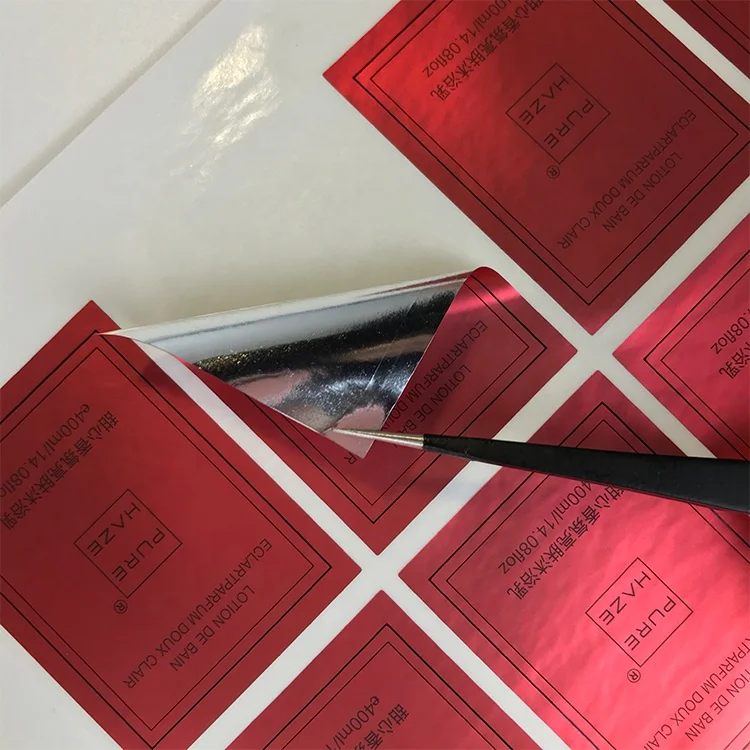 Waterproof glossy silver labels for cosmetic bottles PET private label for cosmetics cosmetic label printing