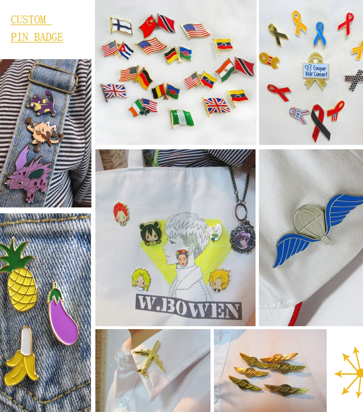 Personalized Custom Design Brooches Pins Hard and Soft Metal Enamel Lapel Pin Badges