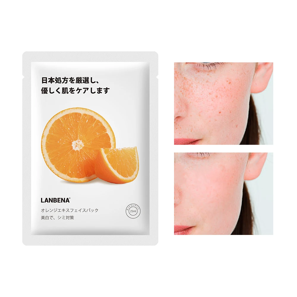 LANBENA Private Label Sweet Orange Whitening Dark Spot Remover Facial Mask VC Face Sheet Mask