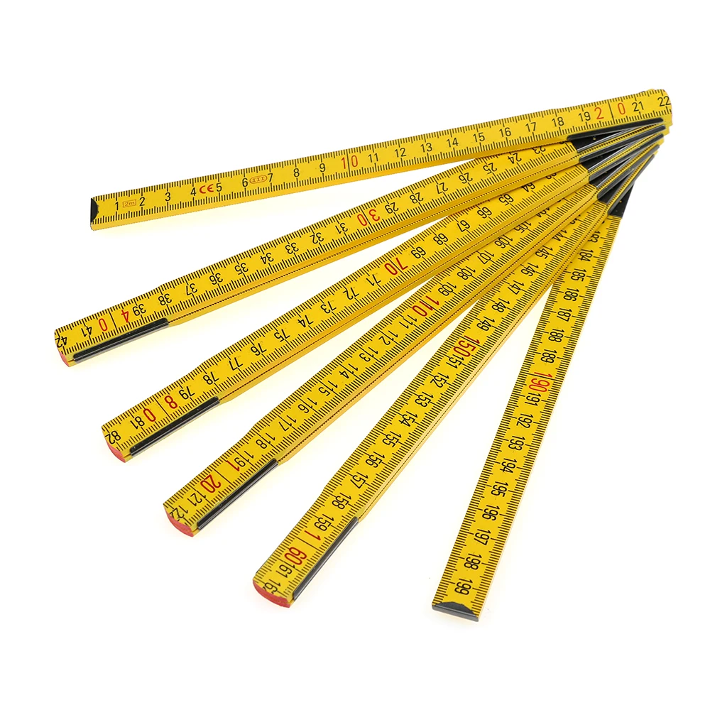 High Quality Factory Wooden Folding Ruler Accurate Scale 2M 10 Folding Spring Link Wooden Folding Ruler
