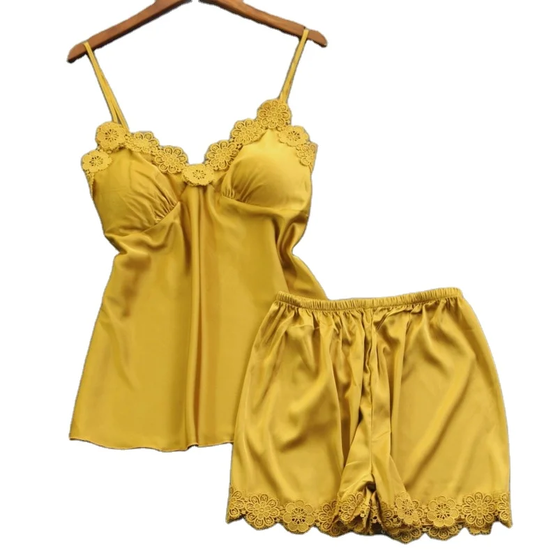 Lady Sexy Charm Leisure Pajamas Silk Summer Temptation Ice Silk Sling Belt Sleep Skirt Thin Short Skirt Home Clothes