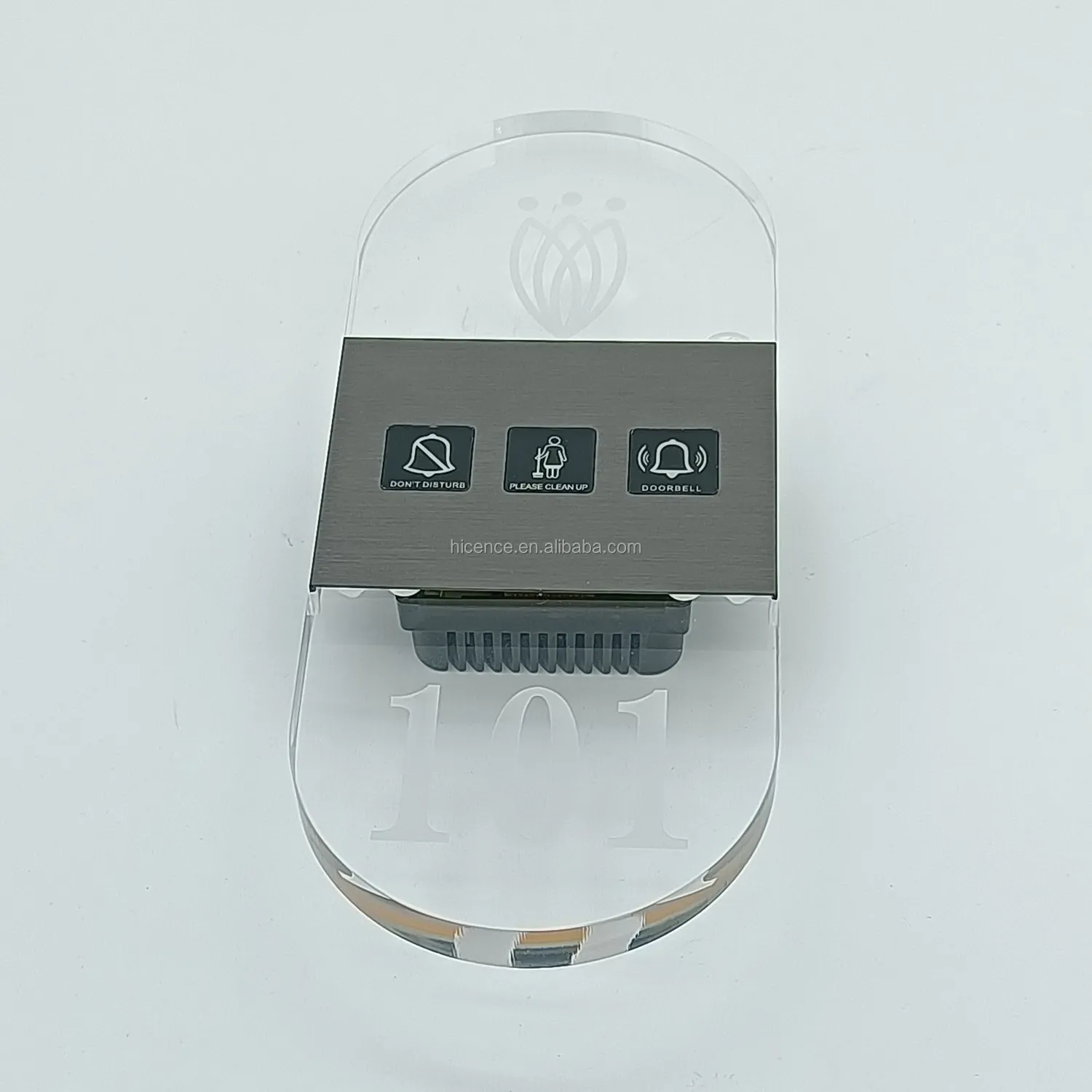Newest 110V-220V transparent acrylic room number signs doorbell doorplate with DND for hotel guest room