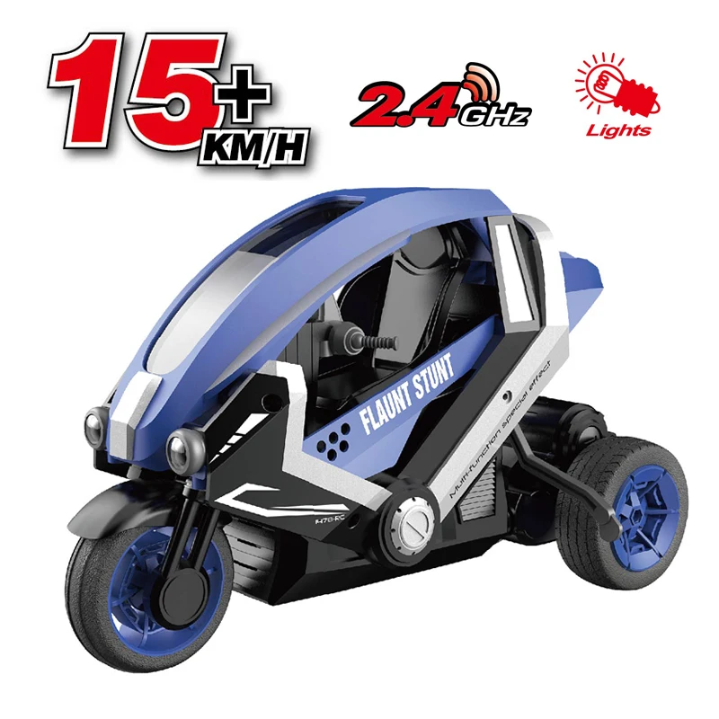 HOT SALE RC 1:8 Three-wheeled stunt motorcycle radio remote control High Speed Toys for kids with LED light children GIFT