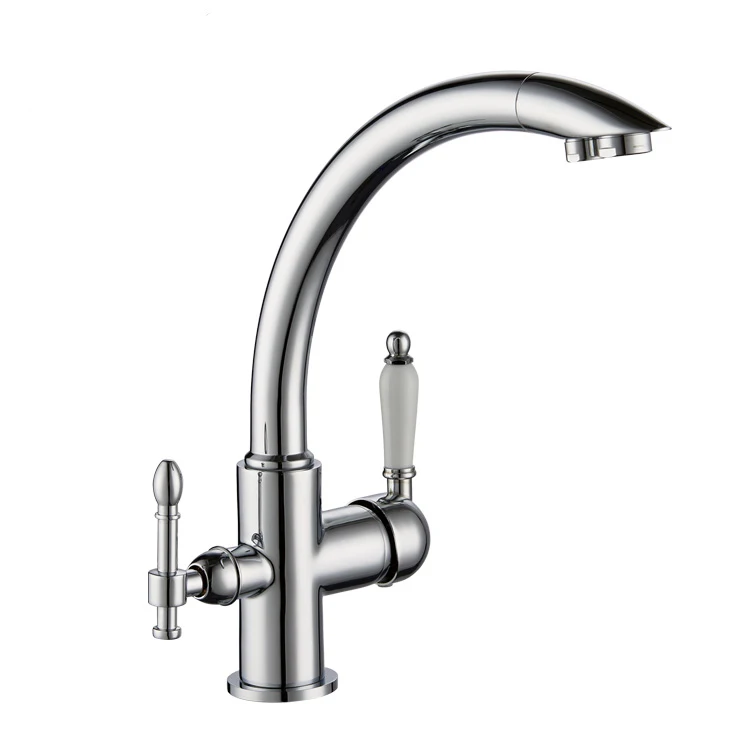 Double Spouts Dual Handle 3 Way Touch Kitchen Faucet For Purified Water