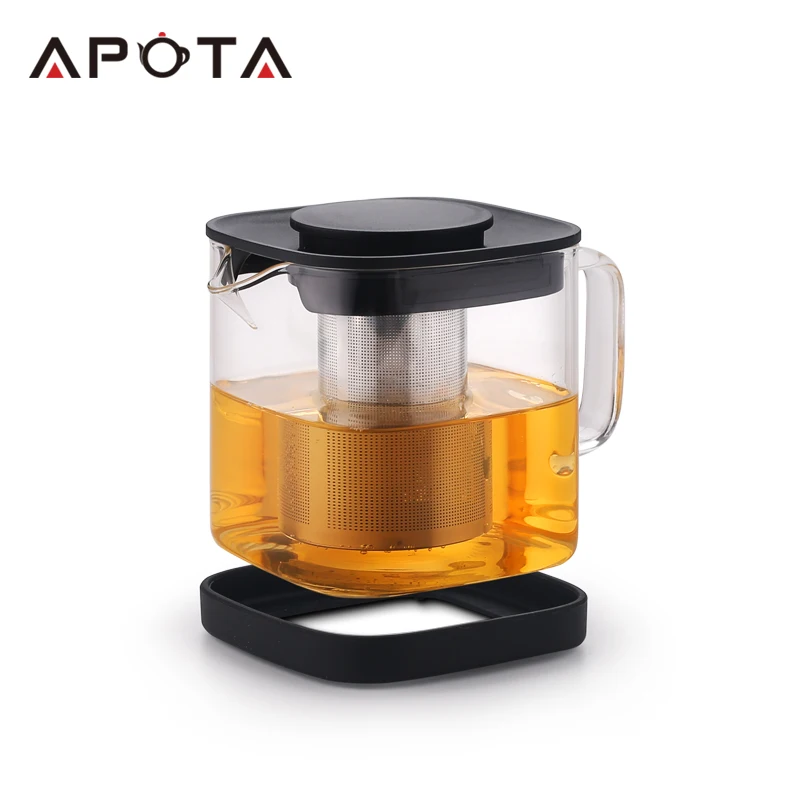 Square shape pyrex glass coffee pot