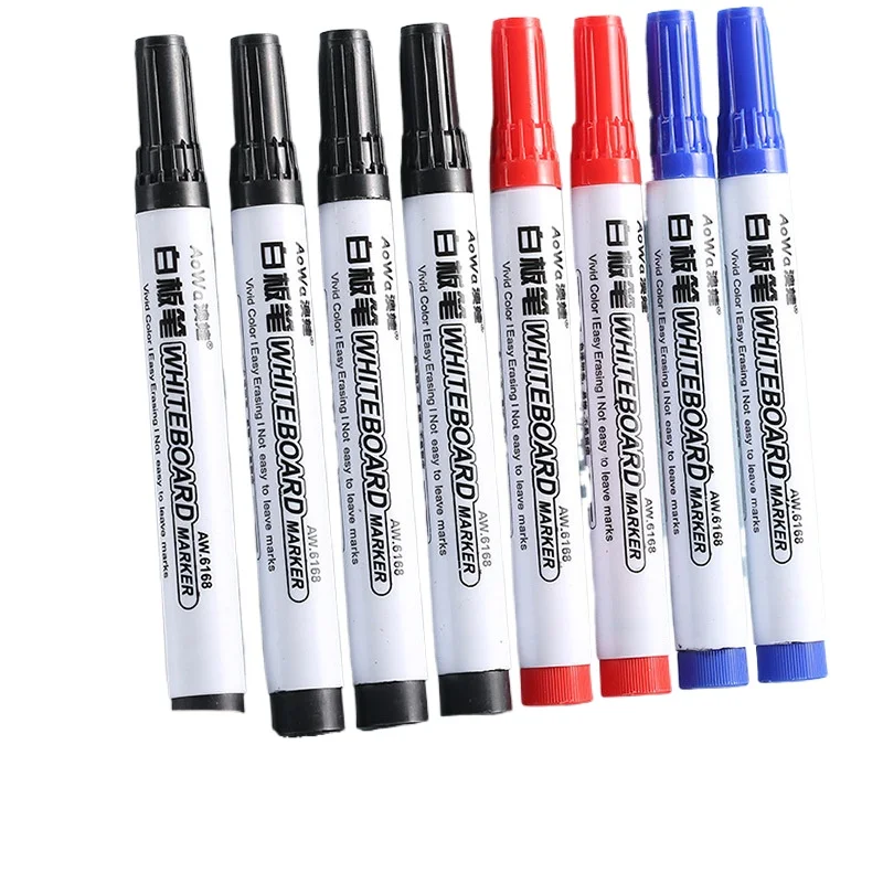 Whiteboard pen erasable and ink refillable, large head for office teachers, thick blackboard note taking , black