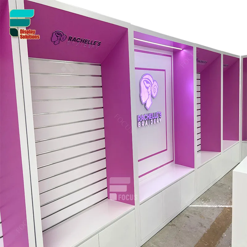 Manufacturer Beauty Shop Design Hair Salon Product Shelve Wig Display Rack Wig Retail Display Wall Display For Hair