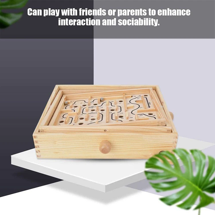 Wooden Labyrinth Tilt Maze Game Dioche Games for 6 Years and Up Wood Labyrinth Balance Board Table Maze Game for Kids and Adults