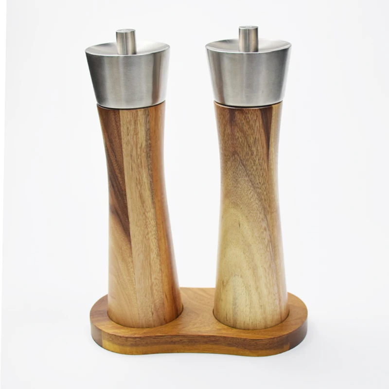Wooden Bottle Salt And Pepper Grinder Set Kitchen Seasoning Salt And Pepper Grinder Wood For Kitchen Usage
