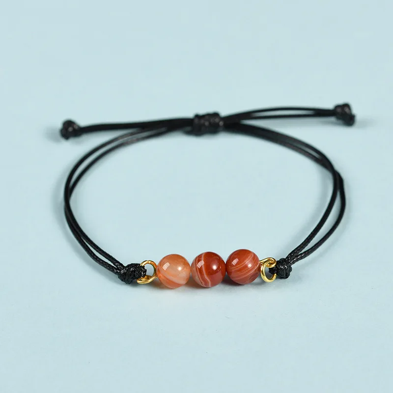 Men Women colorful gemstone Knotted wax cord Bracelets.jpg
