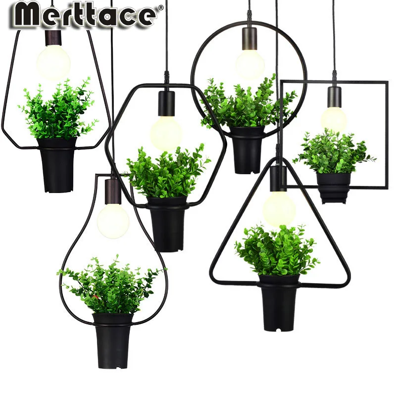 Indoor Decoration Hanging Artificial Glass Bulb Plant Pendant Lamp Ceiling Light for Cafe Restaurant