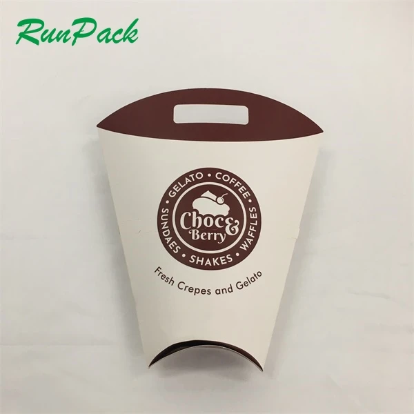custom recyclable biodegradable kraft paper French fries takeaway ice cream bubble egg waffle crepe paper cone holder packaging