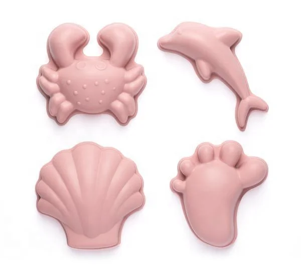 New Hot Sale Eco-Environmental Non-Plastic Beach Mould, Cute Foot, Crab, Shell And Dolphin  Silicone Beach Mold Set