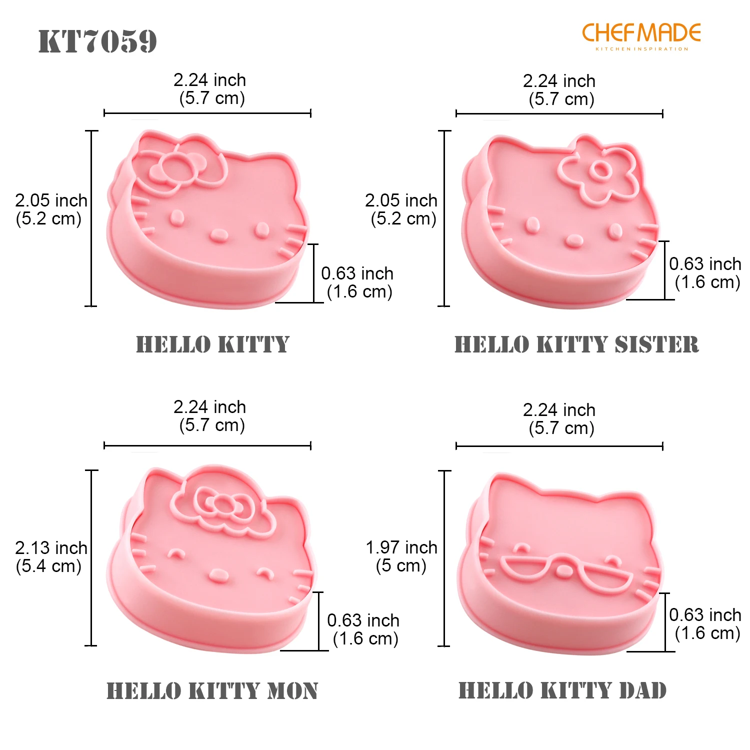 
CHEFMADE 3D Cookies Embossing Stamp Sugarcraft Dessert Baking 4Pcs Biscuits Mold Set For Cake Decor Tool 